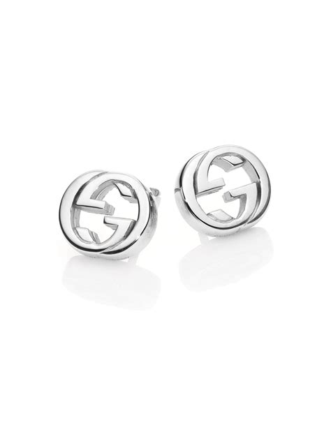 silver gucci earrings|interlocking gucci earrings.